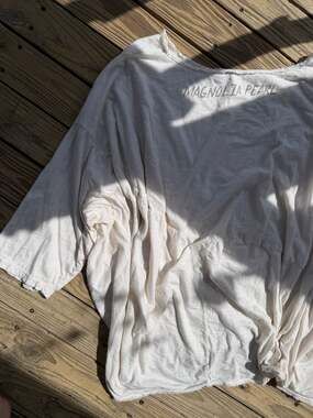 Magnolia Pearl White Oversized Long Sleeve Raw Edge Top OS
